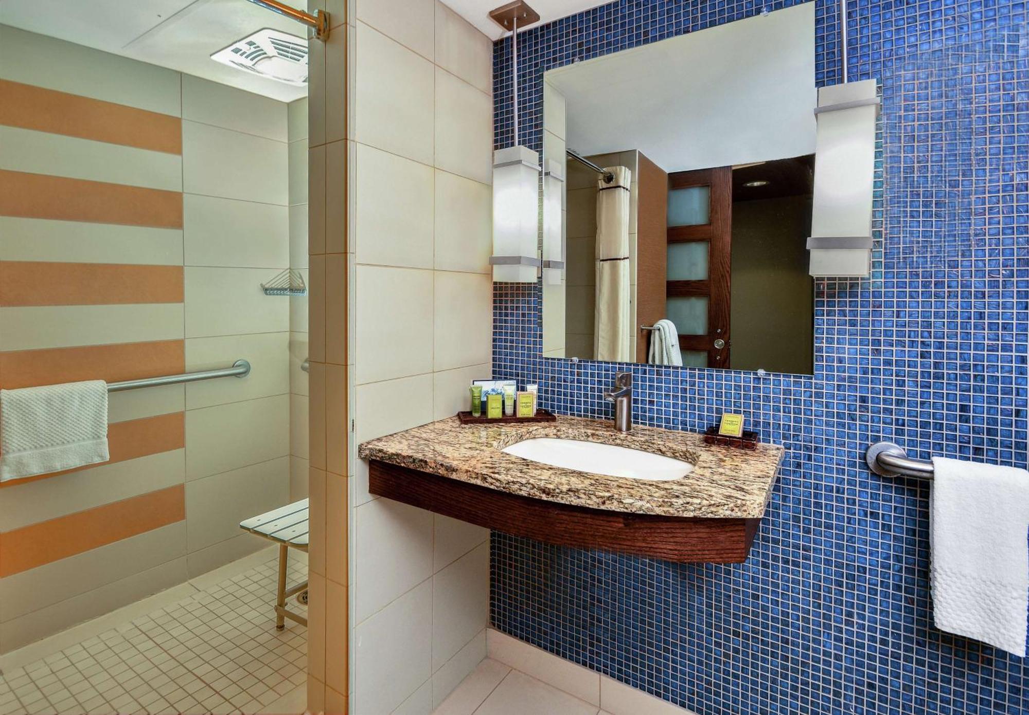 Habitación con cama extragrande, ducha accesible en silla de ruedas y vistas a la ciudad - Adaptada para personas con movilidad reducida