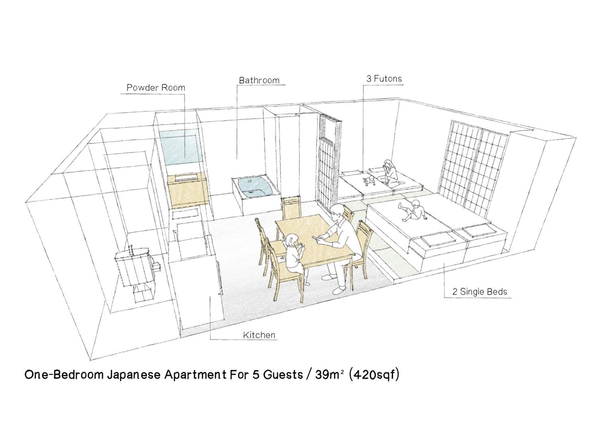 Appartement Japonais 1 Chambre pour 5 Personnes