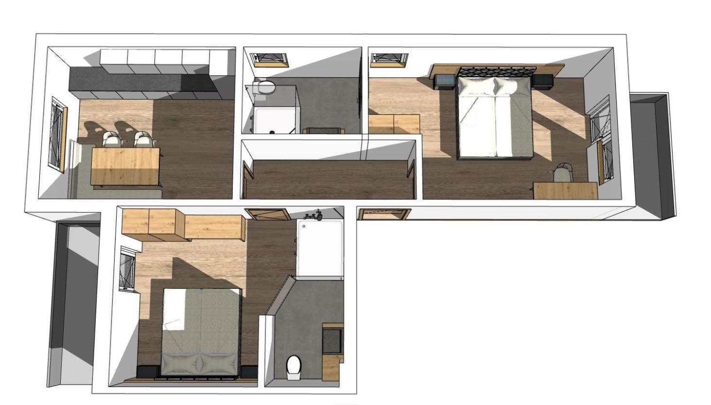 Apartment mit 2 Schlafzimmern und Balkon