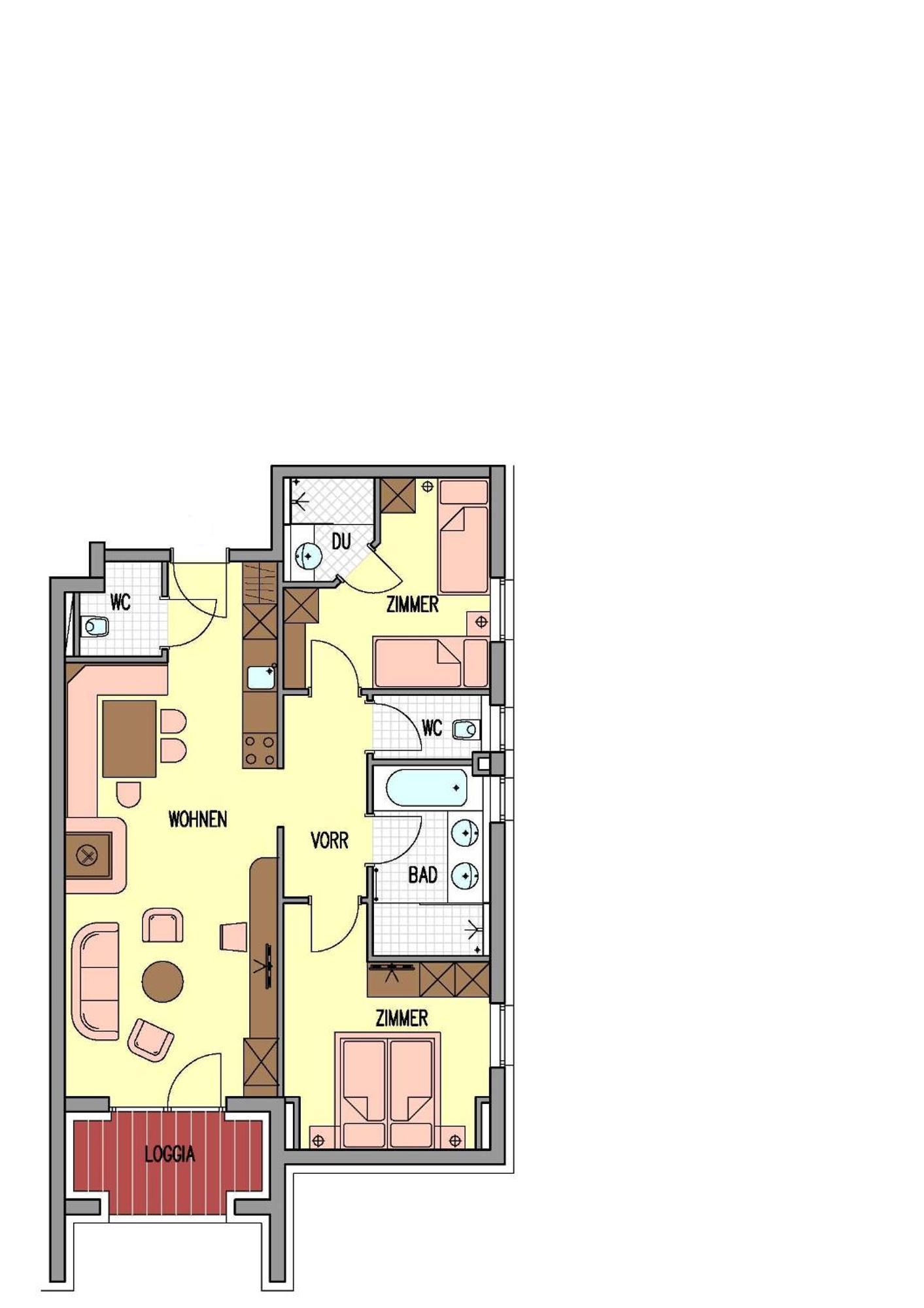 Apartment mit 2 Schlafzimmern und Balkon