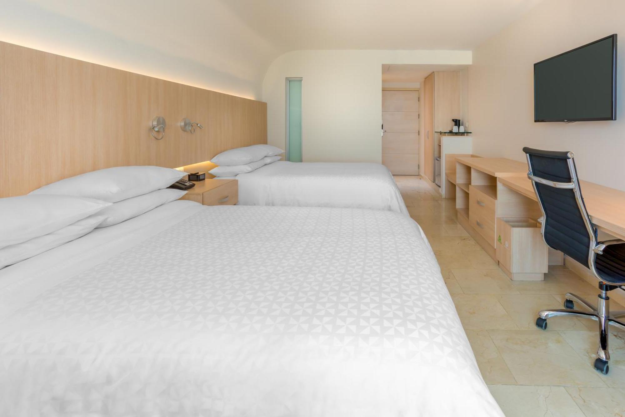 Traditional guest room with two double beds