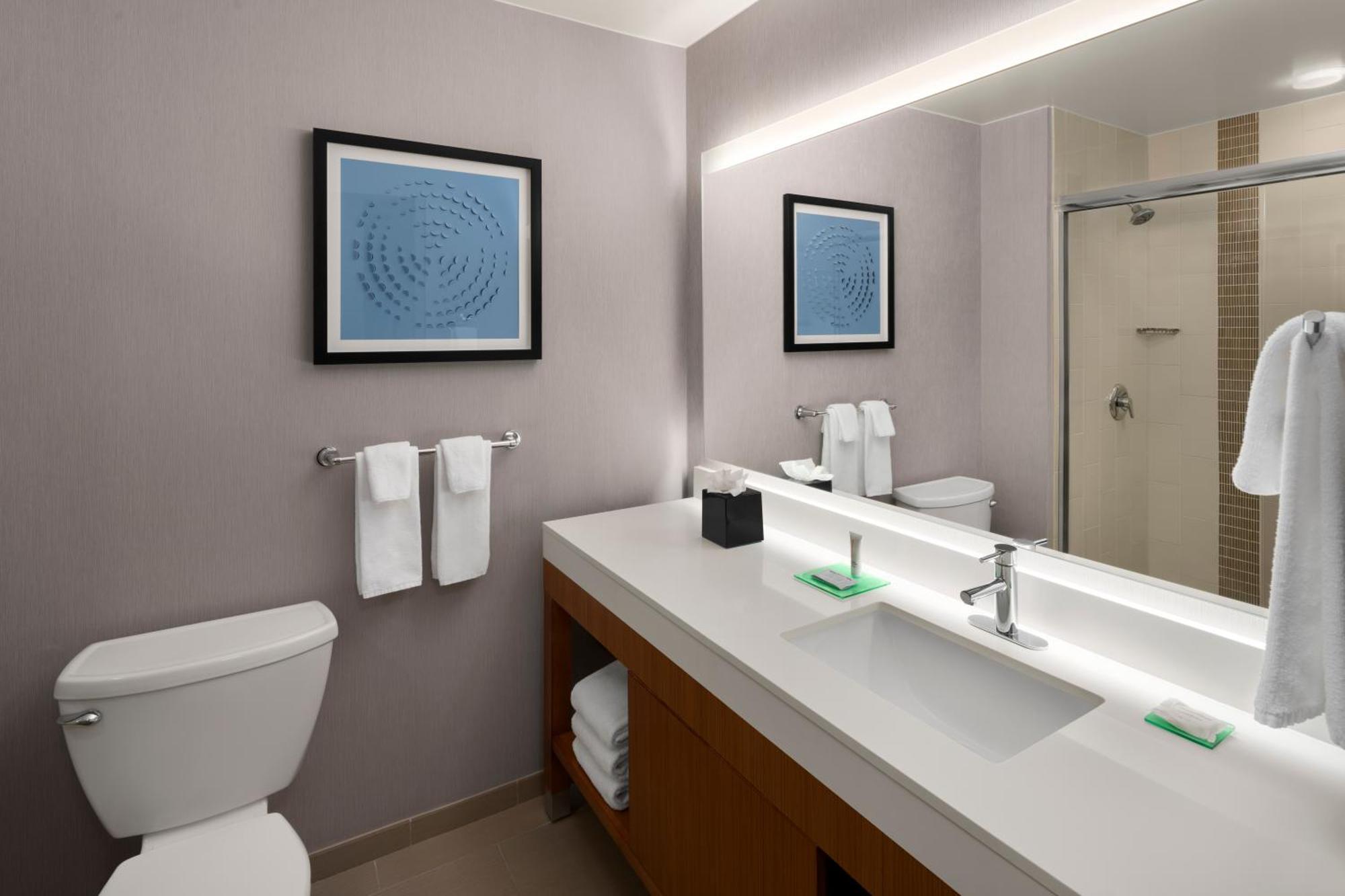 Habitación con cama extragrande y sofá cama