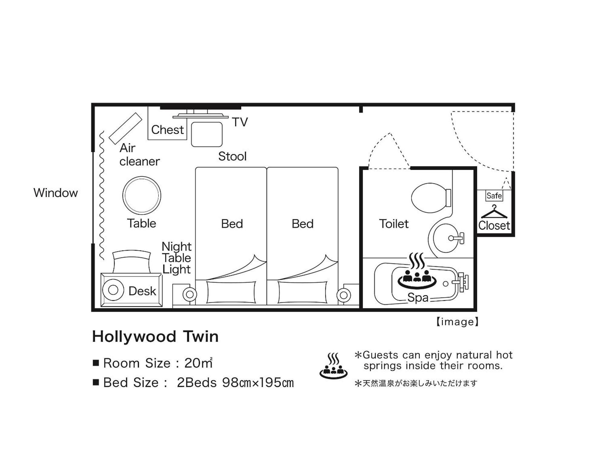 Hollywood Tweepersoonskamer met 2 Aparte Bedden - Rookvrij