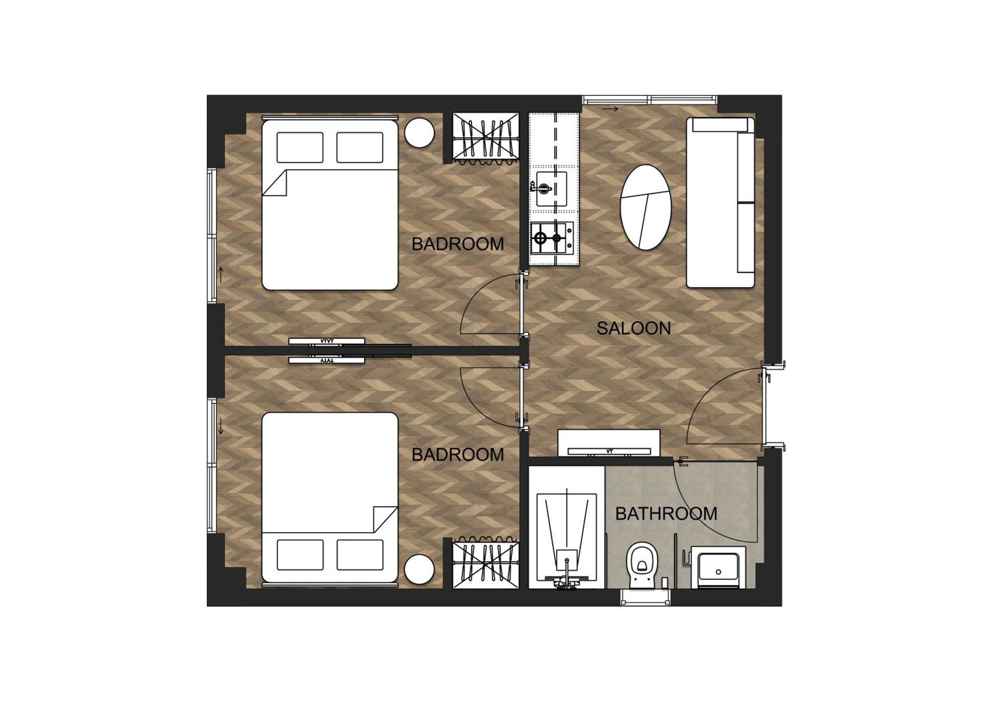 Two-Bedroom Apartment LARGE PLUS