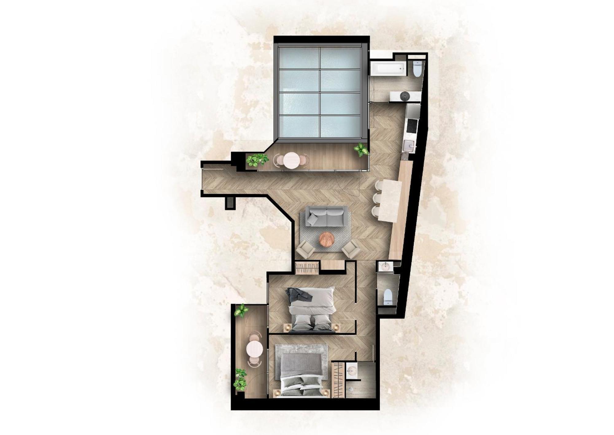 Appartement met 2 Slaapkamers, Balkon en Terras
