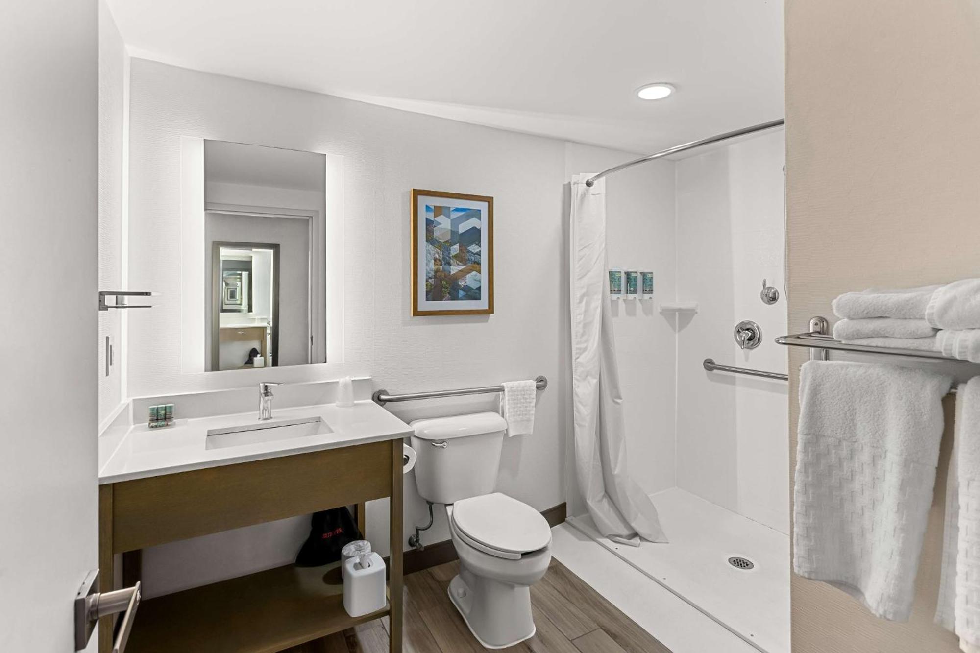 Double Room with Two Double Beds and Mobility Accessible Roll-In Shower