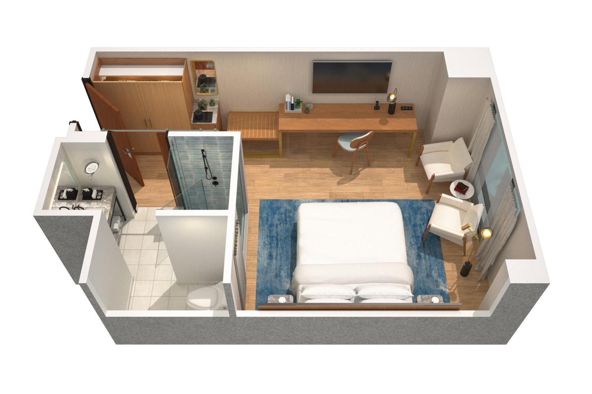 Habitación con vistas al perfil urbano - 1 cama extragrande