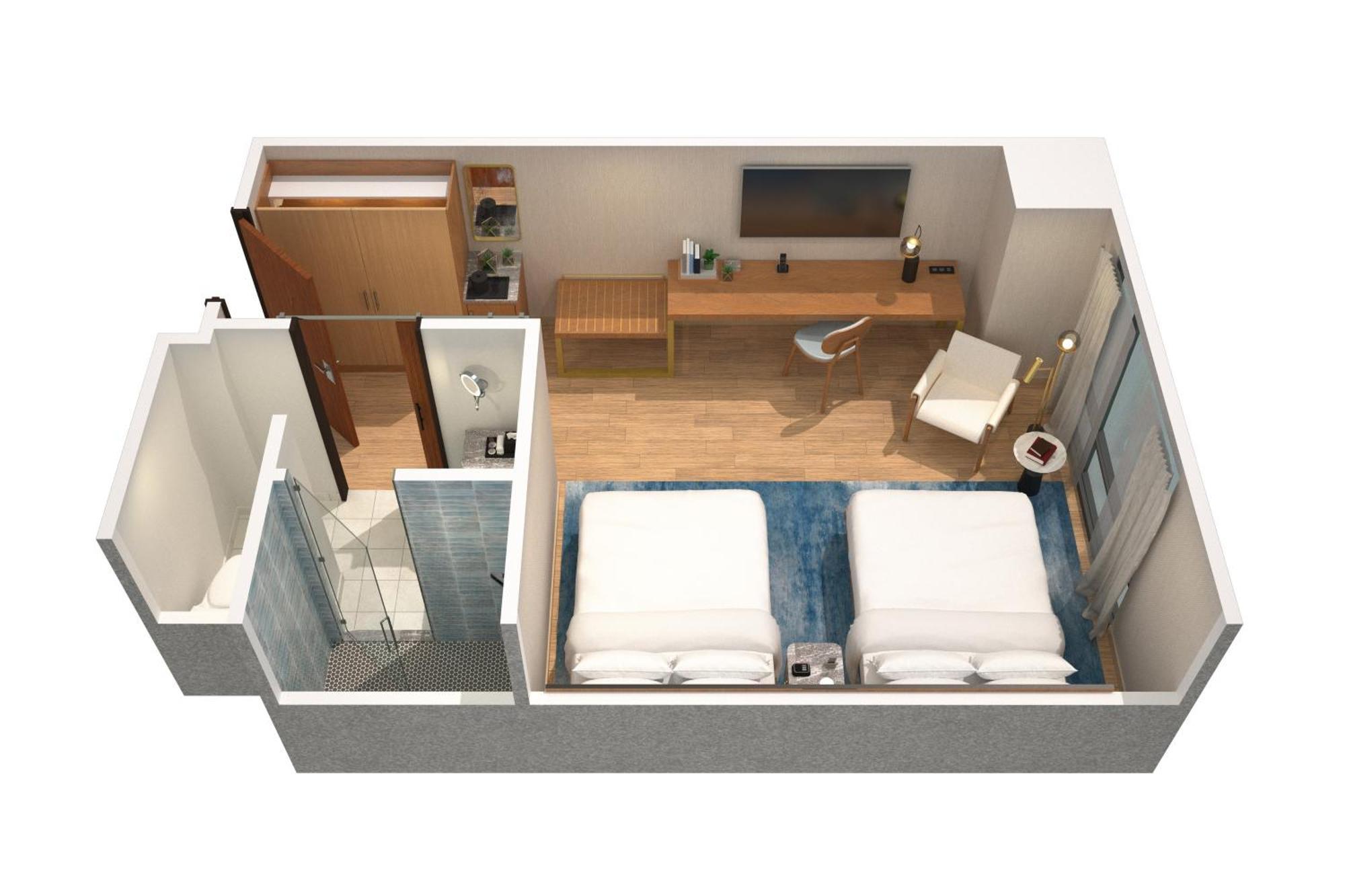 Habitación con vistas al perfil urbano - 2 camas grandes