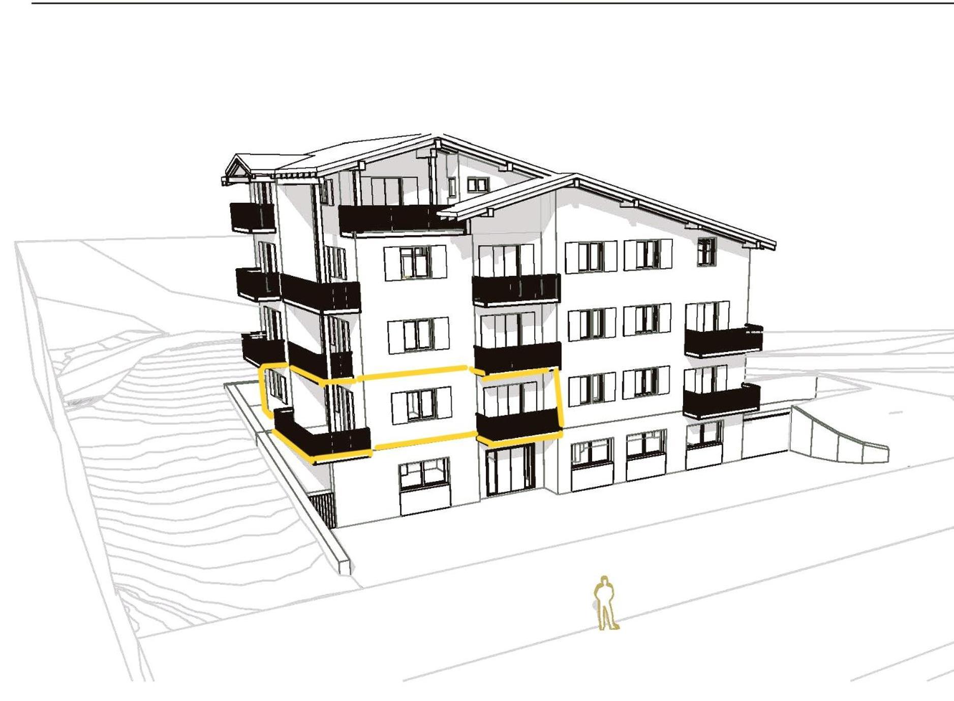 Apartment mit 2 Schlafzimmern und Bergblick