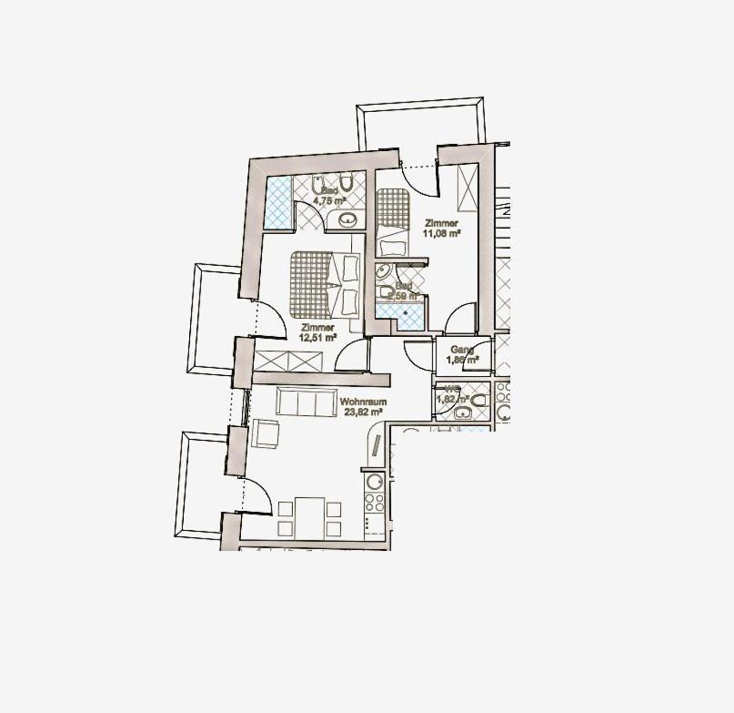 Apartment mit Aussicht und Balkon
