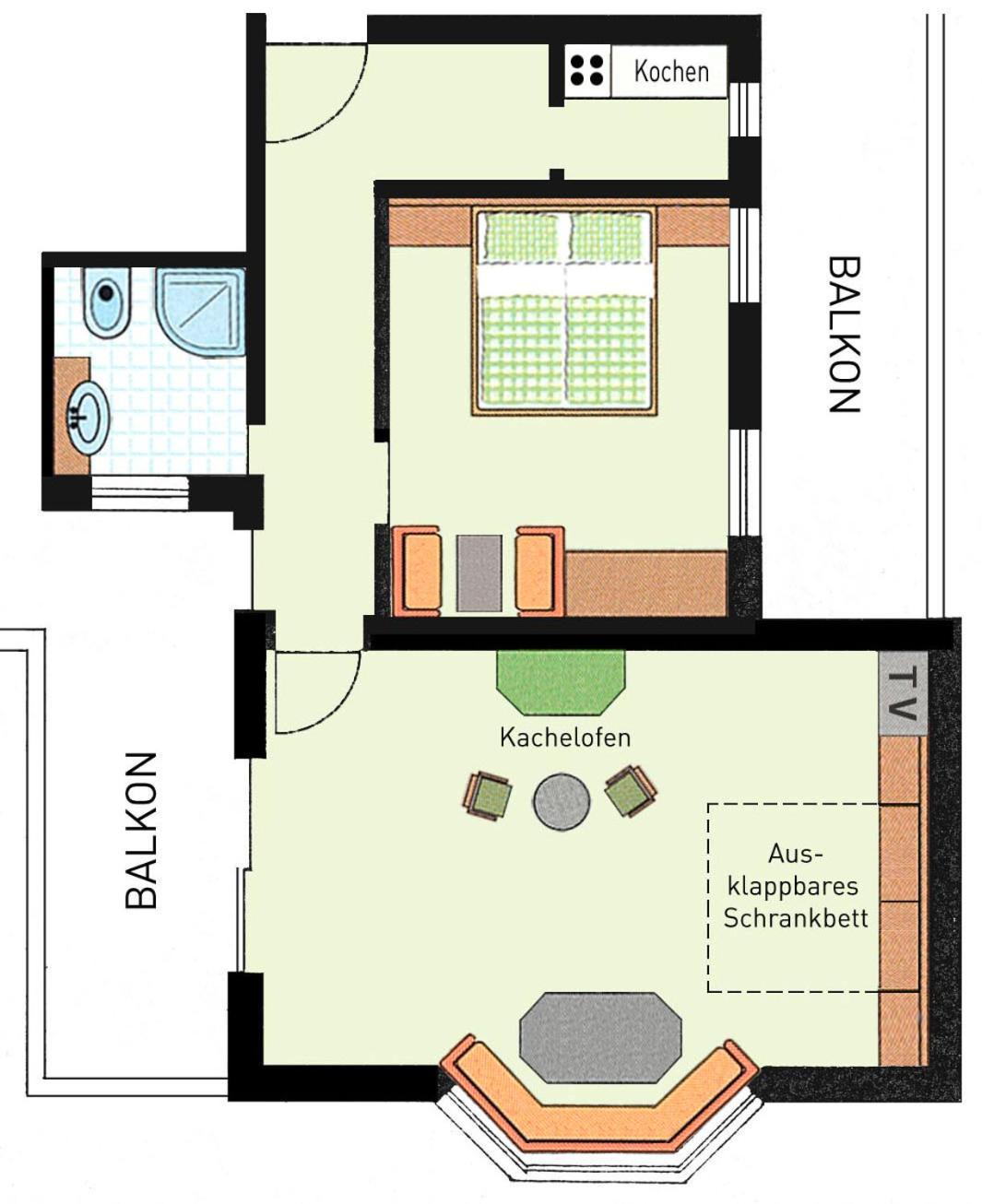 Apartment mit Balkon