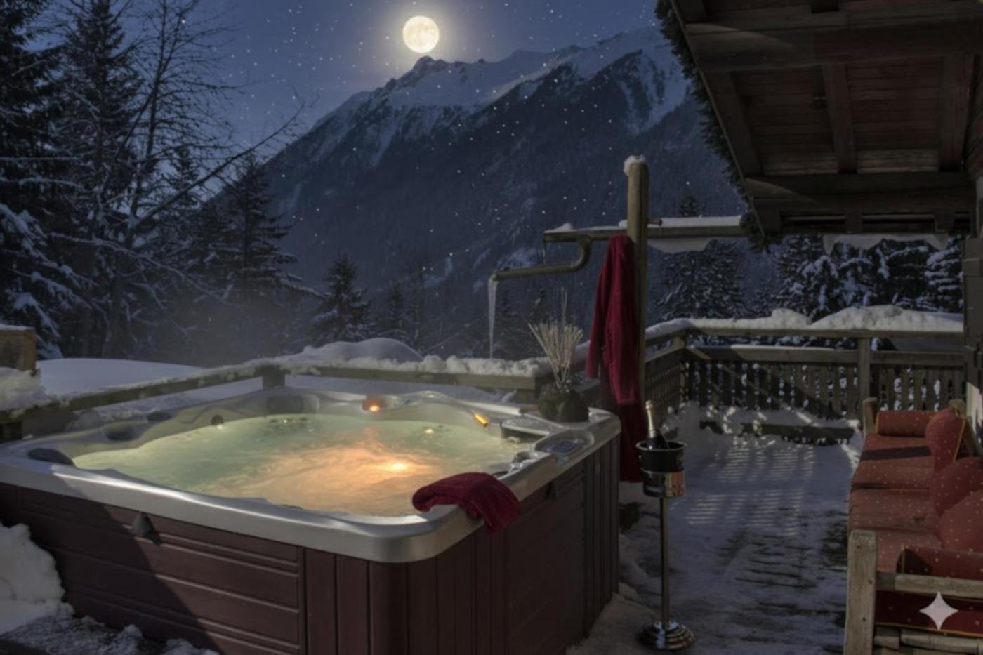 Family Room Hot Tub partial visibility of neighbors