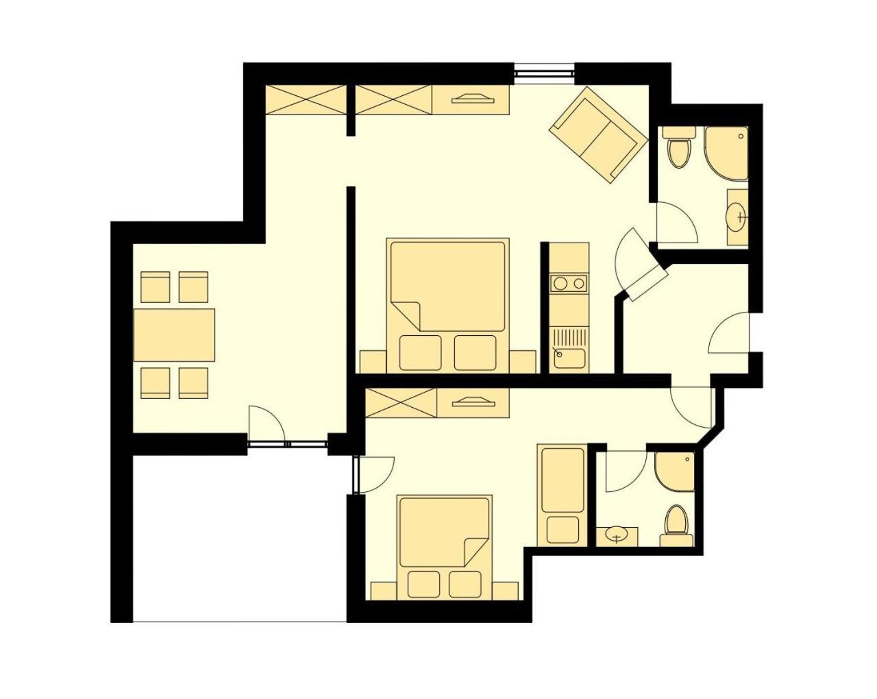 Apartment mit 2 Schlafzimmern und Balkon