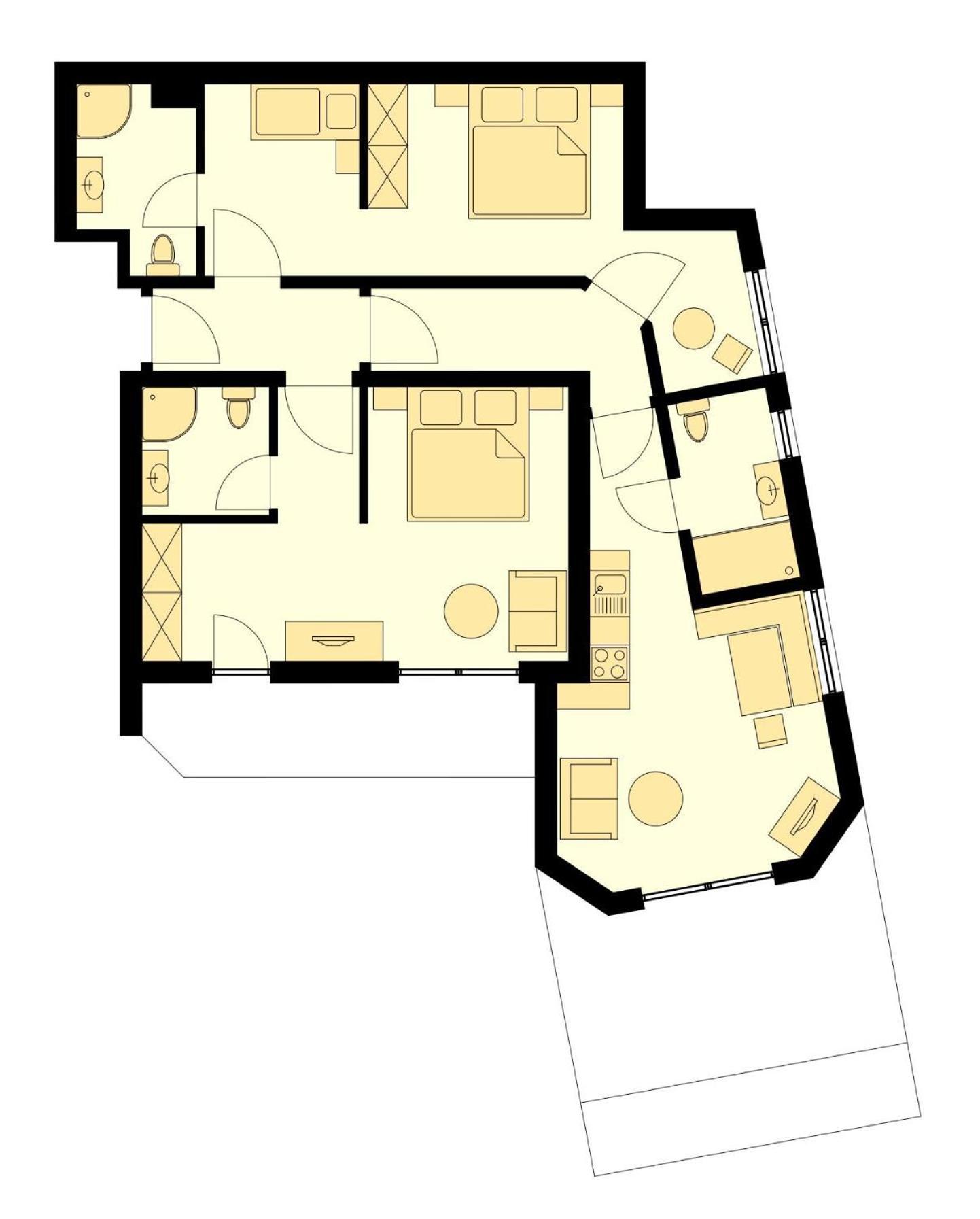 Apartment mit 2 Schlafzimmern und Balkon