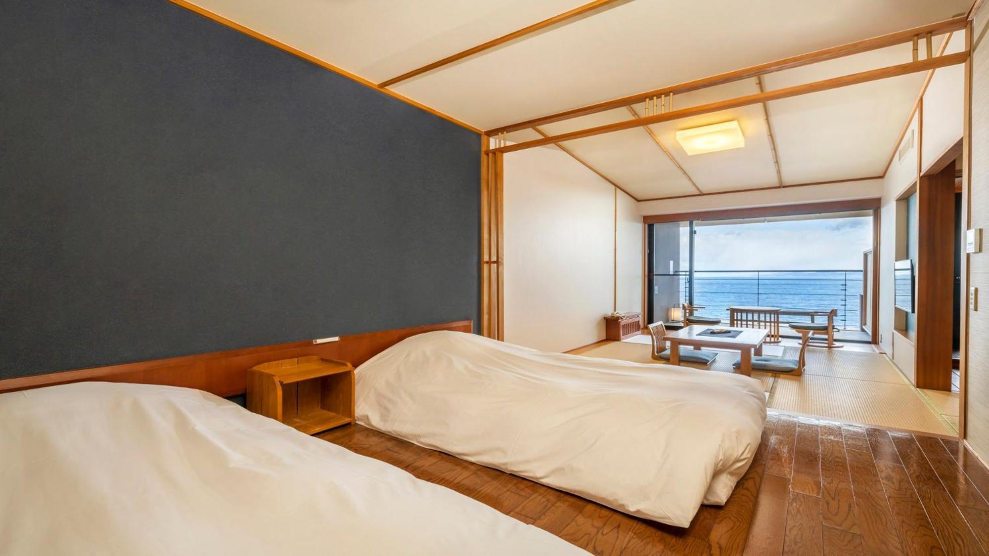 Standard Room with Tatami area with Open Air Bath and Ocean View