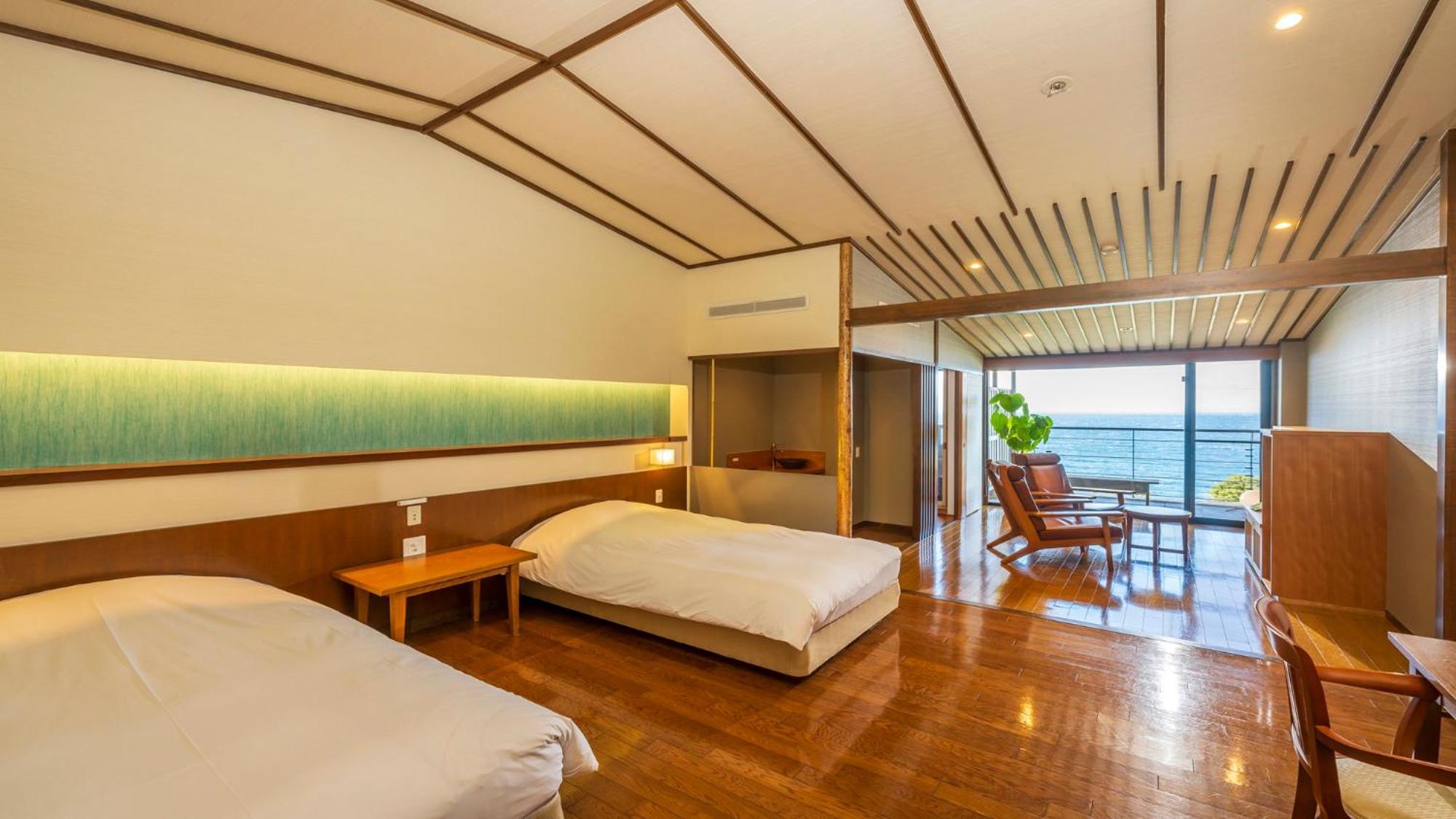 Superior Twin Room with Open Air Bath and Ocean View