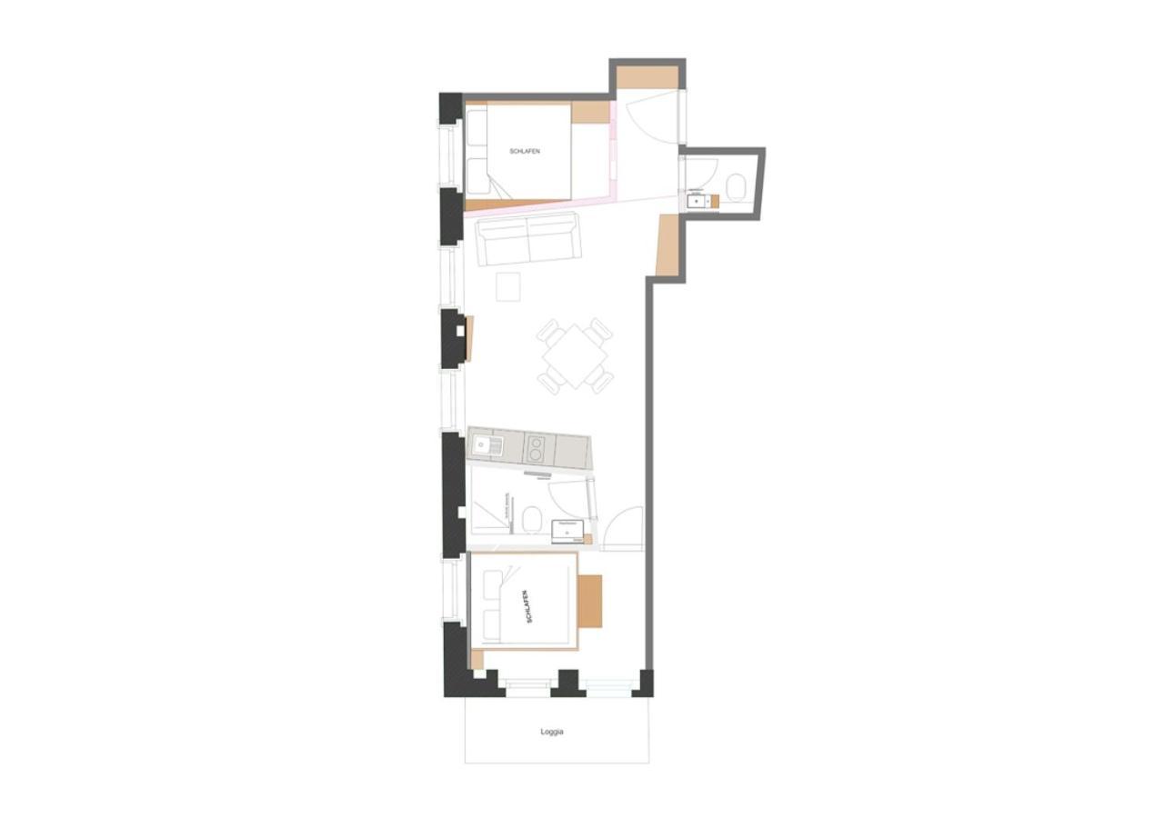 Zwei-Zimmer-Panorama-Wohnapartment mit Loggia