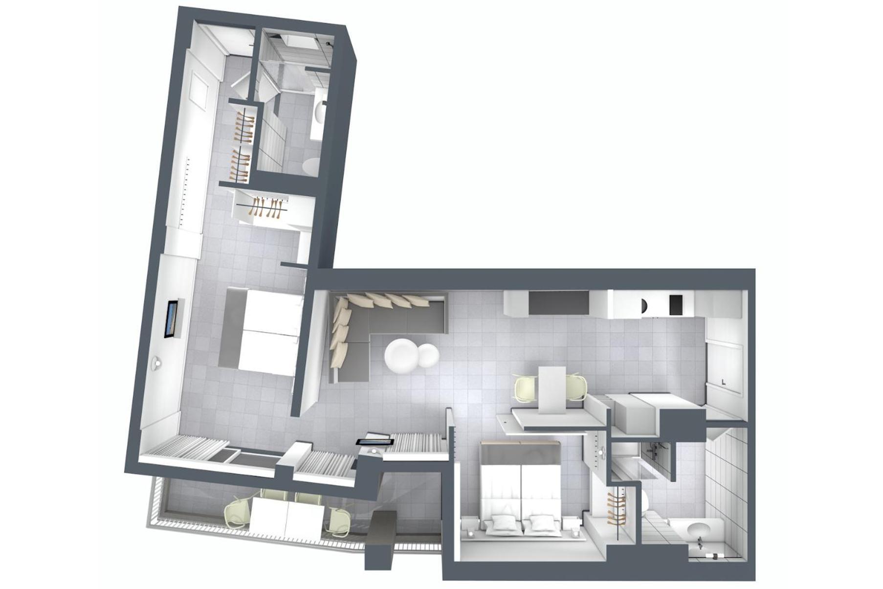 Two-Bedroom Apartment Balcony Sea View