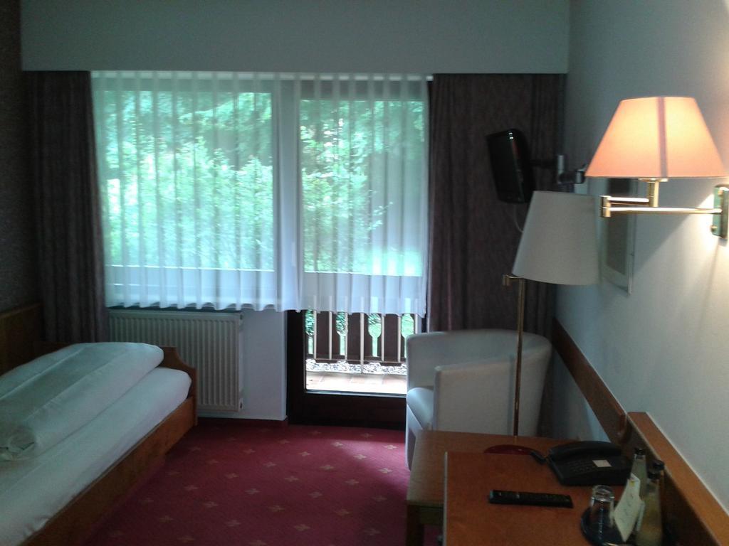Einzelzimmer mit Balkon und Parkblick