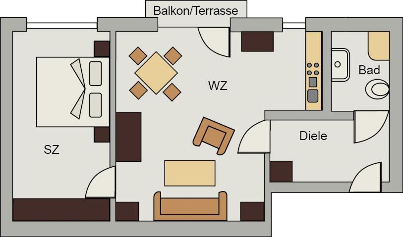Apartment mit 2 Zimmern und Hafenblick