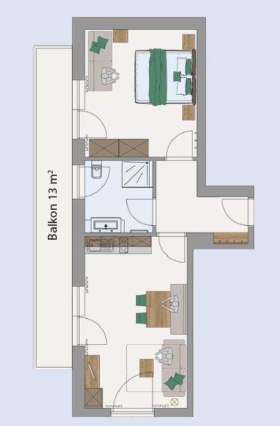 Apartment mit 1 Schlafzimmer