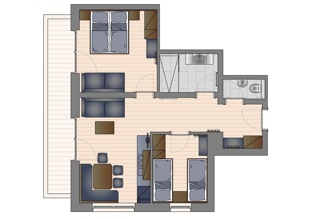 Apartment mit 2 Schlafzimmern und Terrasse