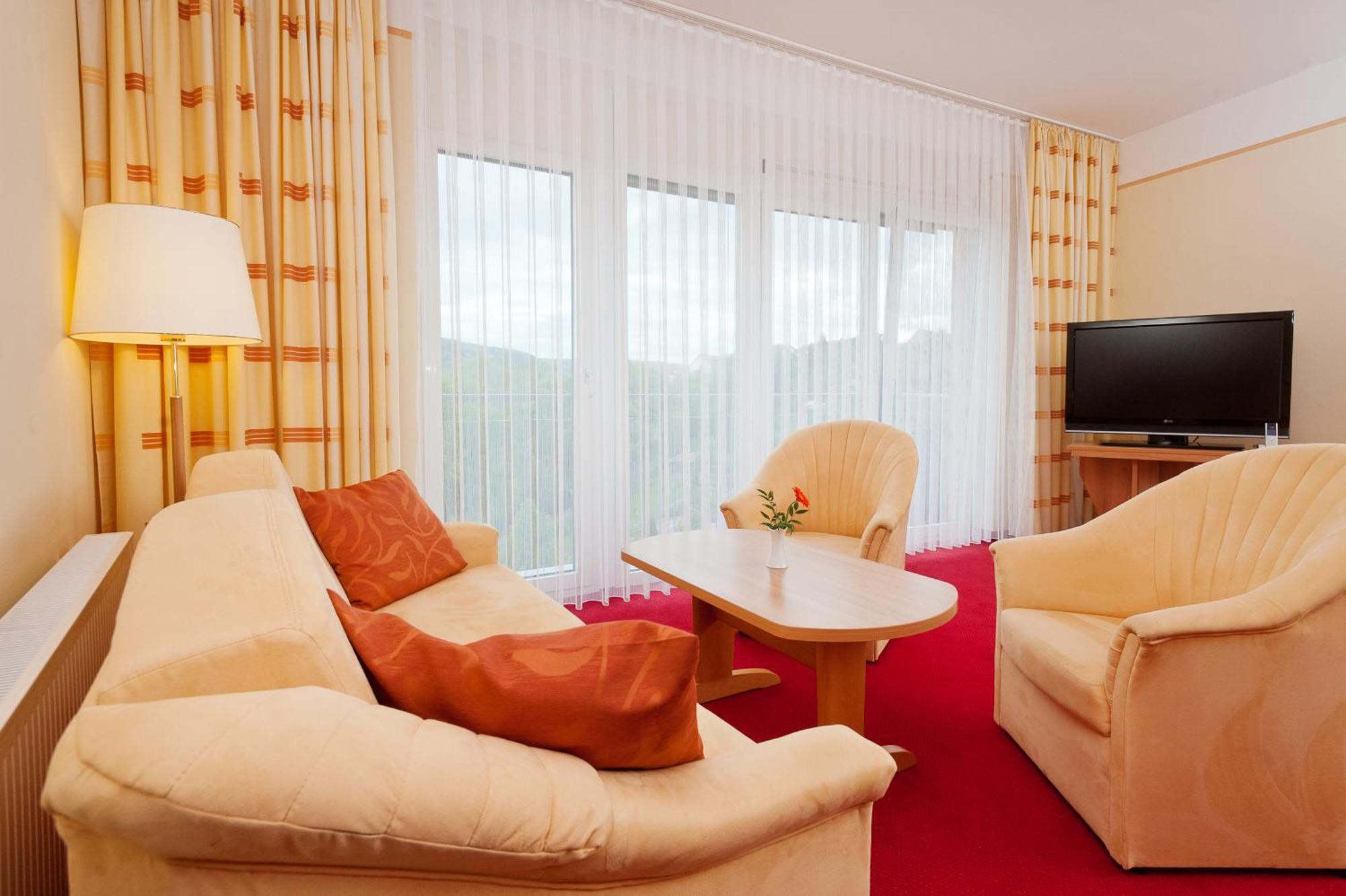 Suite mit einem Doppelbett und Aussicht