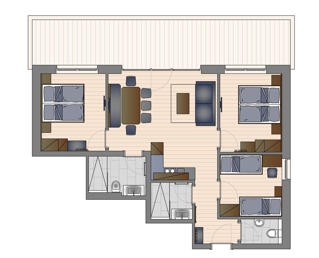 Apartment mit 3 Schlafzimmern und Balkon